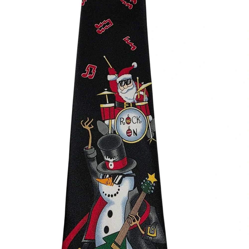 Tie Tales Snowman‎ Rock Band Holiday Christmas Necktie Black Novelty Fun